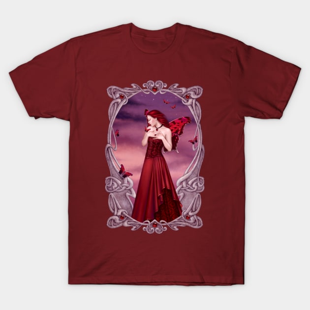 Garnet Birthstone Fairy T-Shirt by silverstars